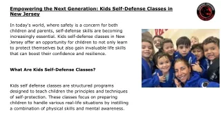 Empowering the Next Generation Kids Self-Defense Classes in New Jersey