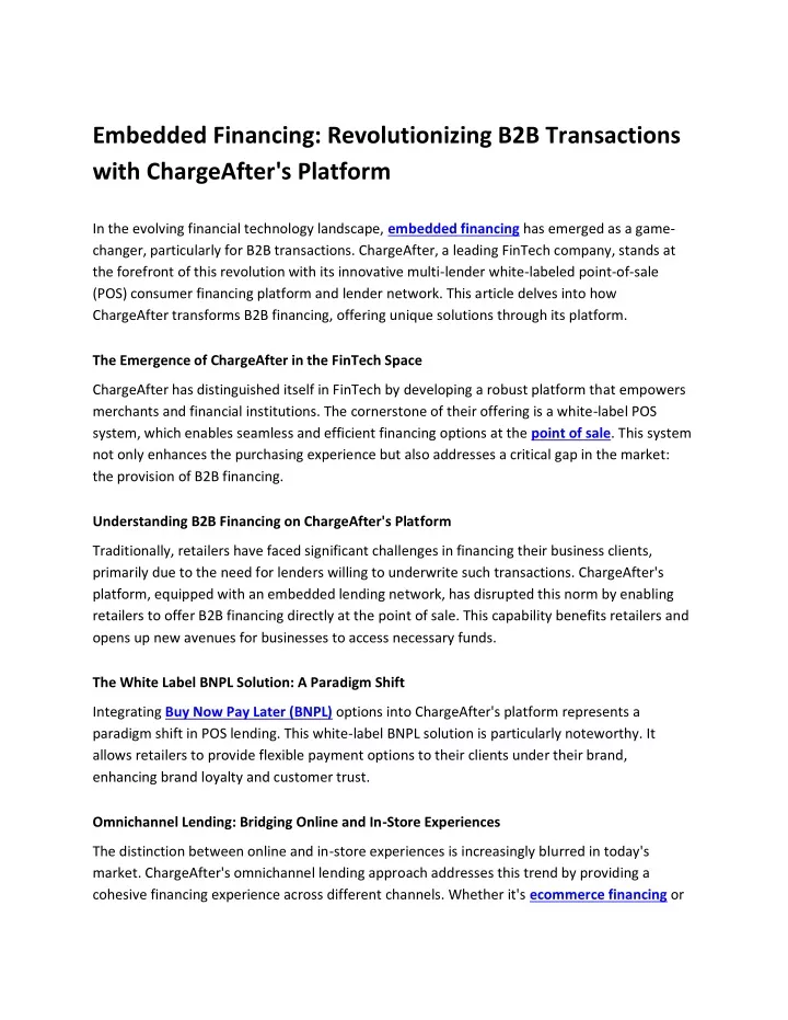 embedded financing revolutionizing