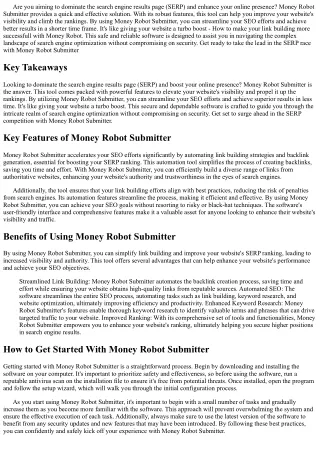 Money Robot Submitter: The Quick Path to SERP Domination