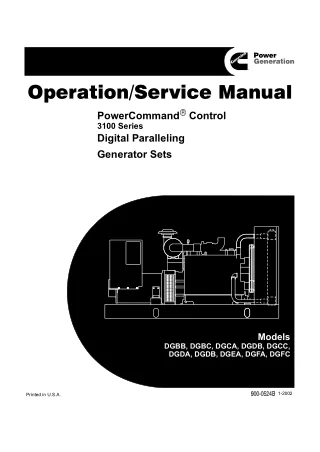 Cummins Onan DGDA Generator Service Repair Manual