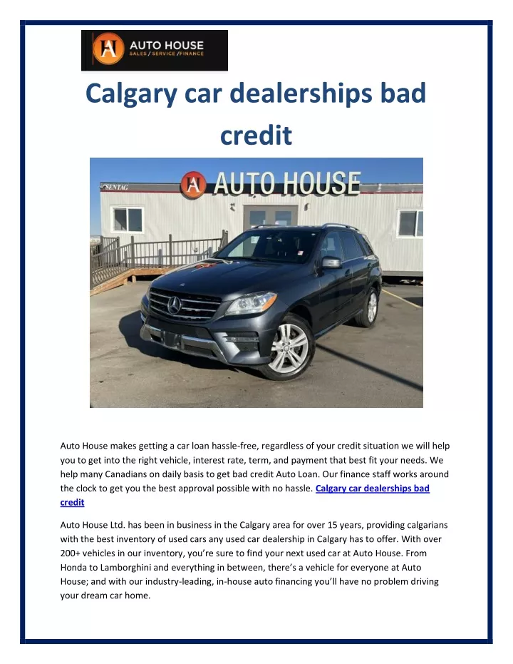 calgary car dealerships bad credit