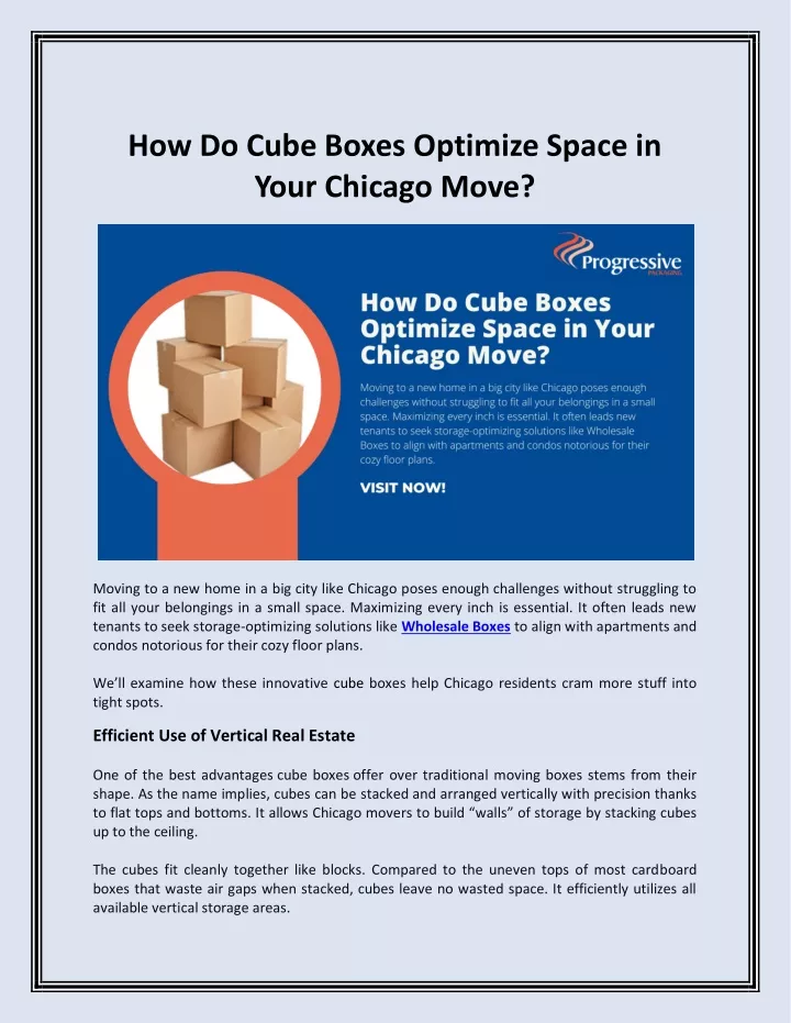 how do cube boxes optimize space in your chicago