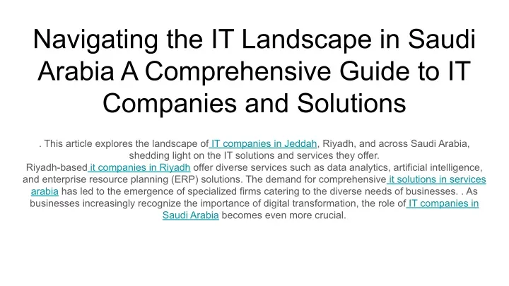 navigating the it landscape in saudi arabia