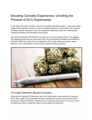 Elevating Cannabis Experiences_ Unveiling the Pinnacle of DC's Dispensaries