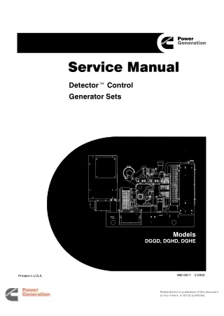 Cummins Onan DGHE Detector Control Generator Set Service Repair Manual