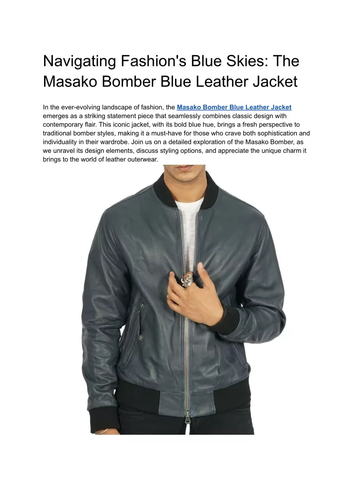 navigating fashion s blue skies the masako bomber