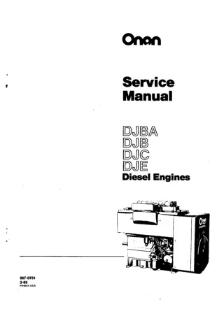 Cummins Onan DJC Diesel Engine Service Repair Manual