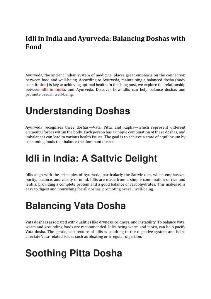 idli in india and ayurveda balancing doshas with