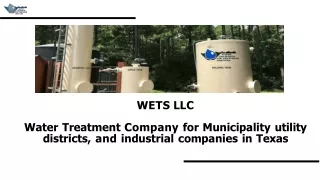 WETS LLC - Your Trusted Partner for Water Treatment Solutions