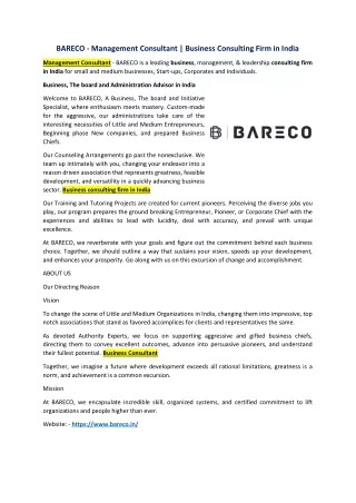 BARECO - Management Consultant | Business Consulting Firm in India