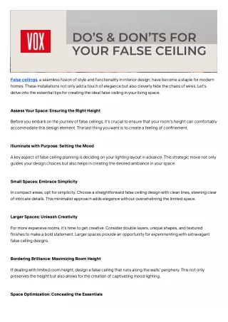 do s don ts for your false ceiling