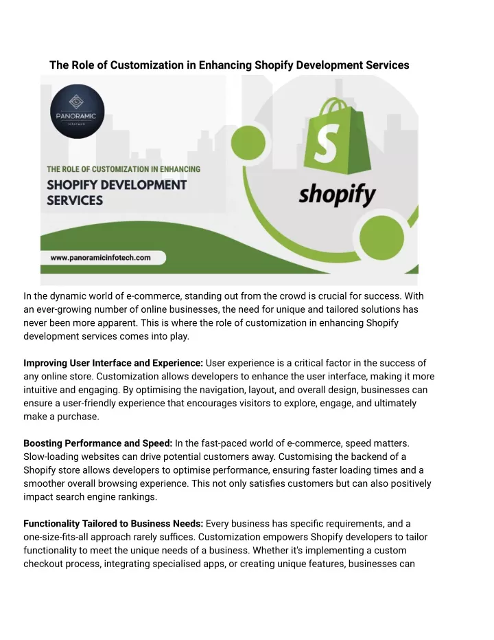 the role of customization in enhancing shopify