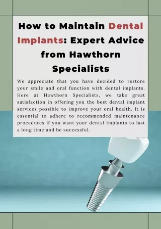 How to Maintain Dental Implants Expert Advice from Hawthorn Specialists