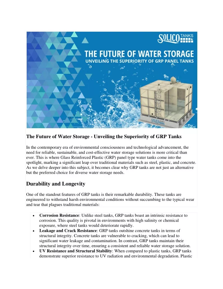 the future of water storage unveiling