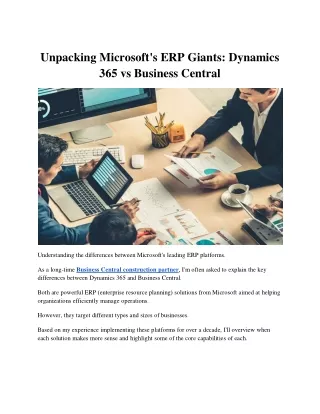 Unpacking Microsoft's ERP Giants: Dynamics 365 vs Business Central