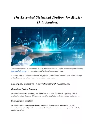 The Essential Statistical Toolbox for Master Data Analysts
