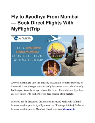 Book Direct Mumbai to Ayodhya Flights With MyFlightTrip