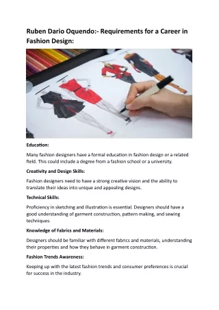 Ruben Dario Oquendo- Requirements for a Career in Fashion Design