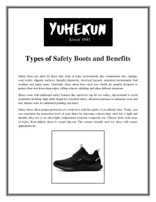 Types of Safety Boots and Benefits