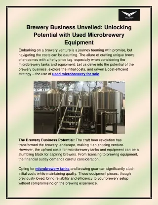 Used microbrewery for Sale