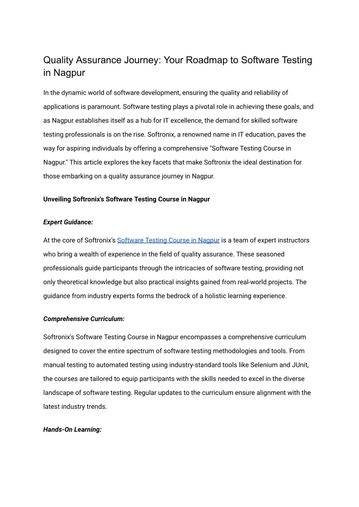 quality assurance journey your roadmap