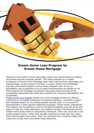 Best Dream Loan Program 2024