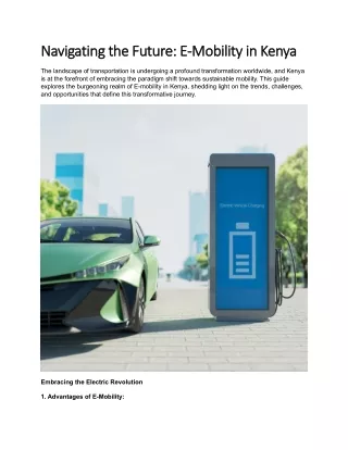 Navigating the Future: E-Mobility in Kenya