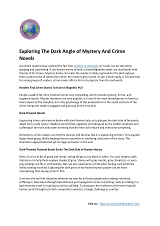 Exploring The Dark Angle of Mystery And Crime Novels