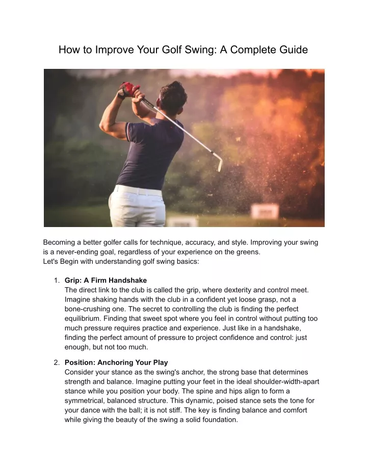 how to improve your golf swing a complete guide