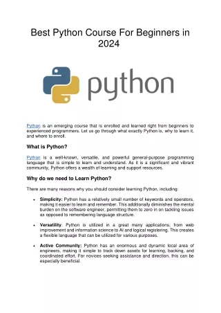 Best Python Course For Beginners in 2024