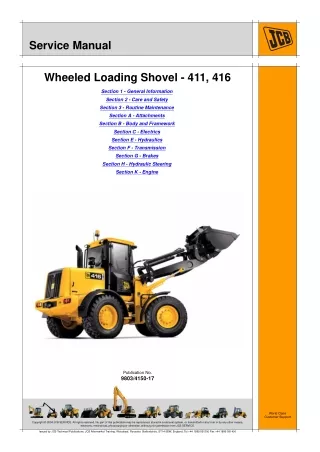 JCB 416 Wheeled Loading Shovel Service Repair Manual serial number 529000 and up