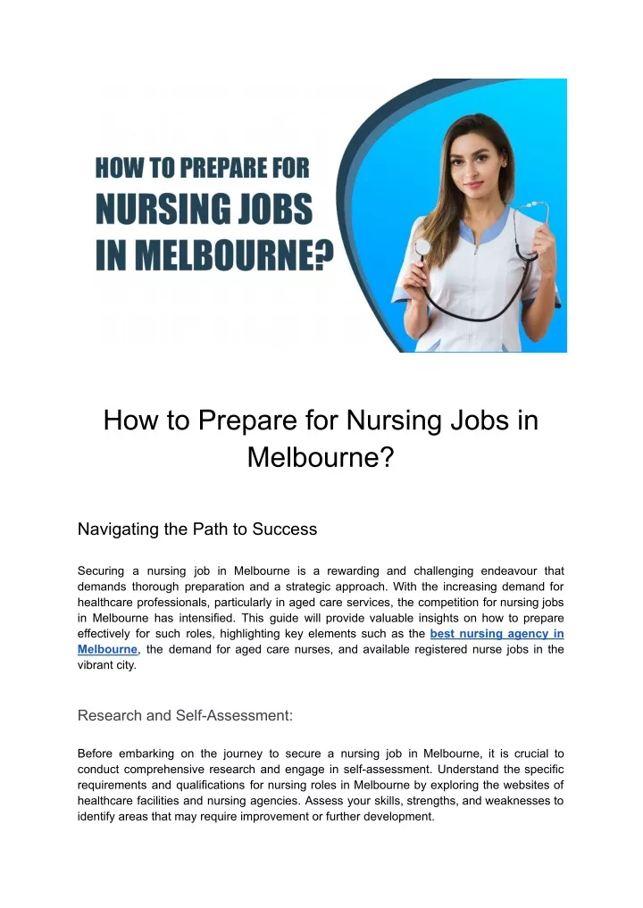 how to prepare for nursing jobs in melbourne