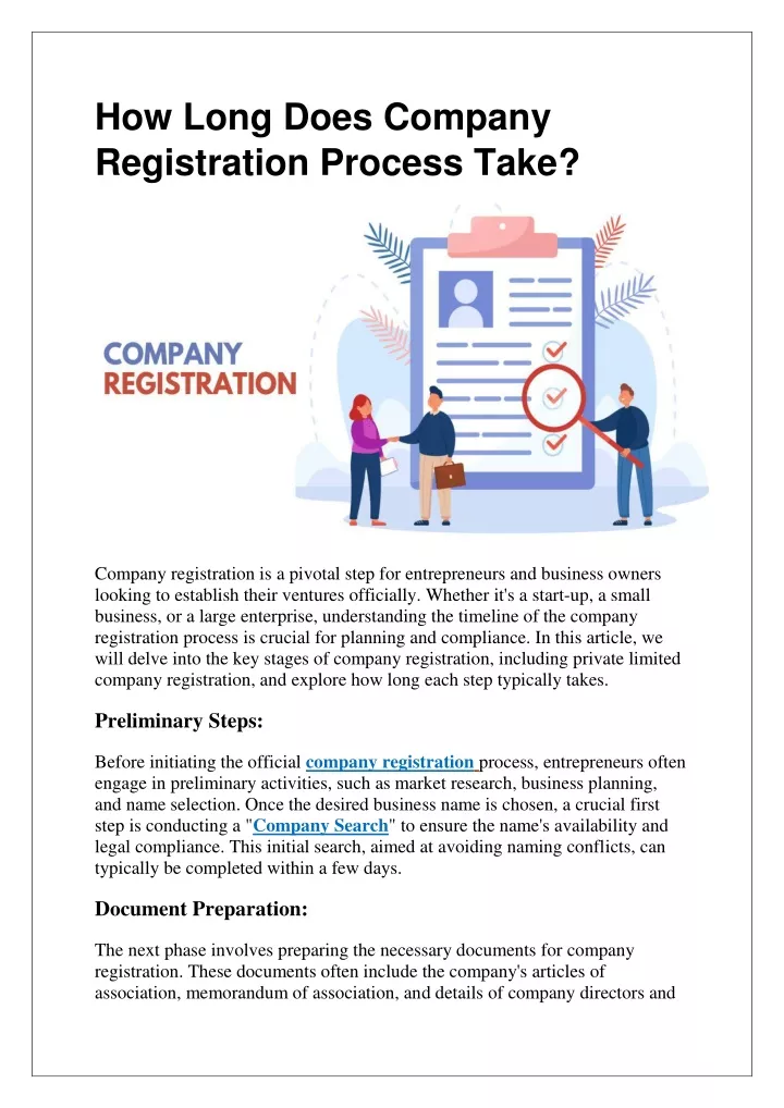 how long does company registration process take