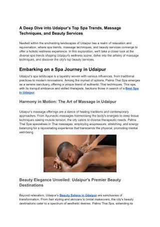 a deep dive into udaipur s top spa trends massage