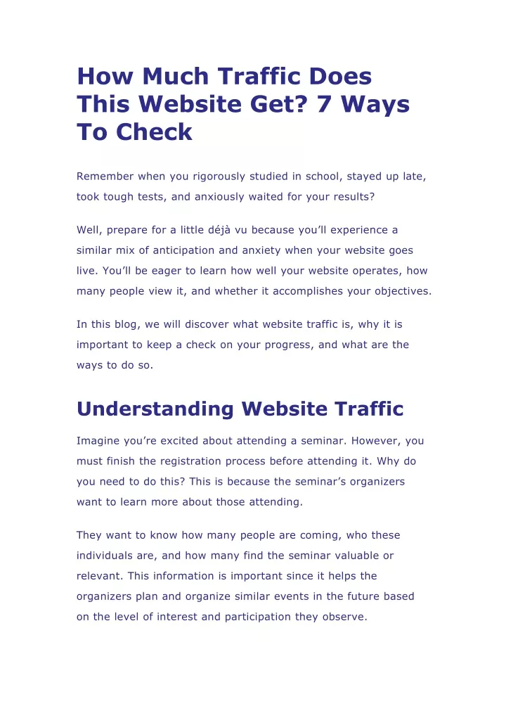 how much traffic does this website get 7 ways