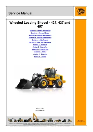 JCB 427 Wheeled Loading Shovel Service Repair Manual from 2063050