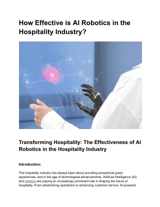How Effective is AI Robotics in the Hospitality Industry