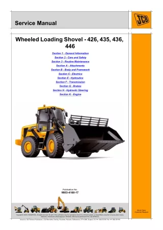 JCB 435 Wheeled Loading Shovel Service Repair Manual SN 533001
