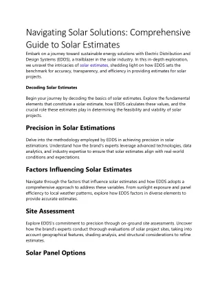 Navigating Solar Solutions with Comprehensive Guide to Solar Estimates