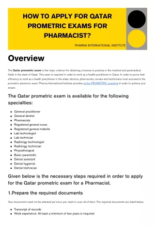 How to apply for Qatar prometric exams for Pharmacist