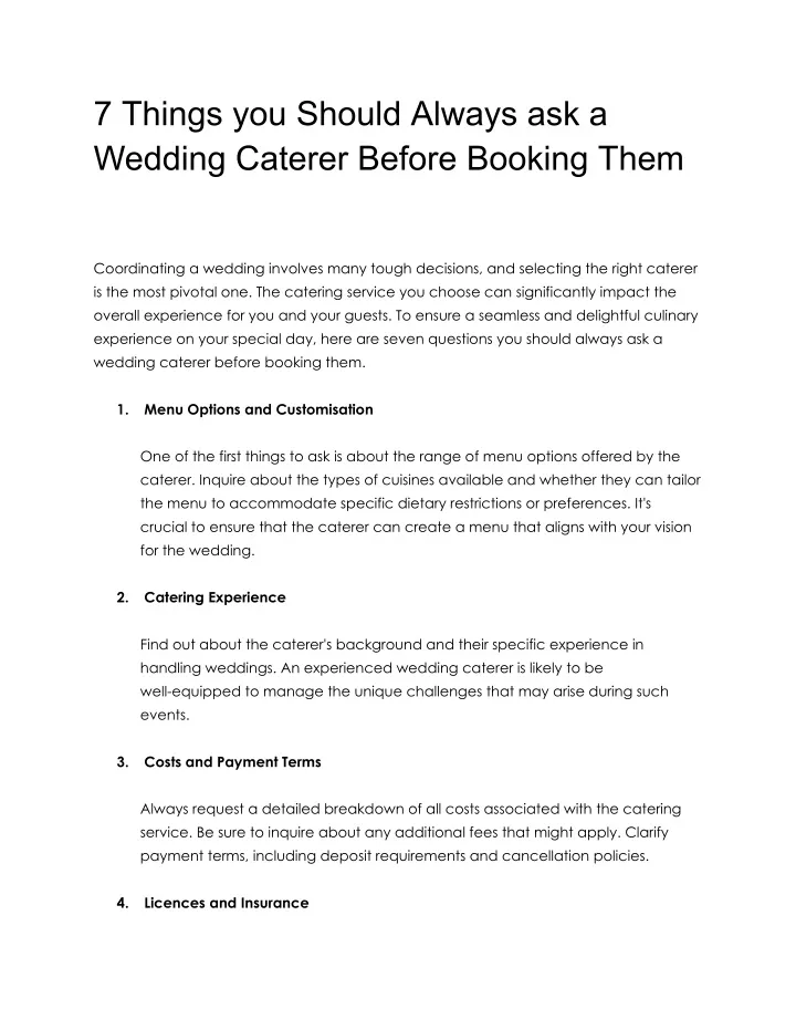 7 things you should always ask a wedding caterer