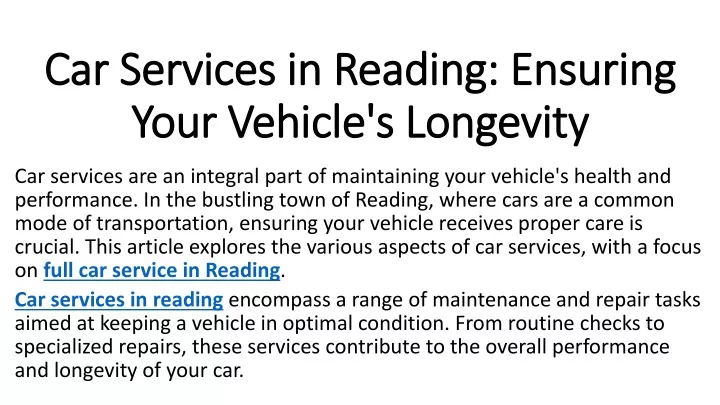 car services in reading ensuring your vehicle s longevity