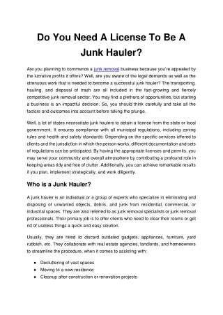 Do You Need a License to Be a Junk Hauler