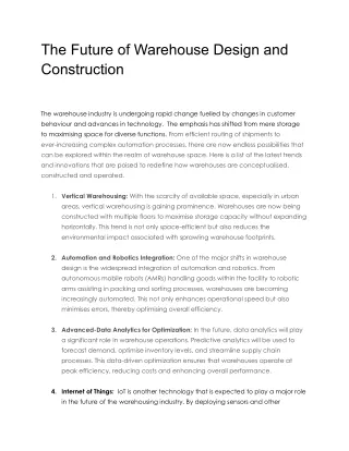 The Future of Warehouse Design and Construction