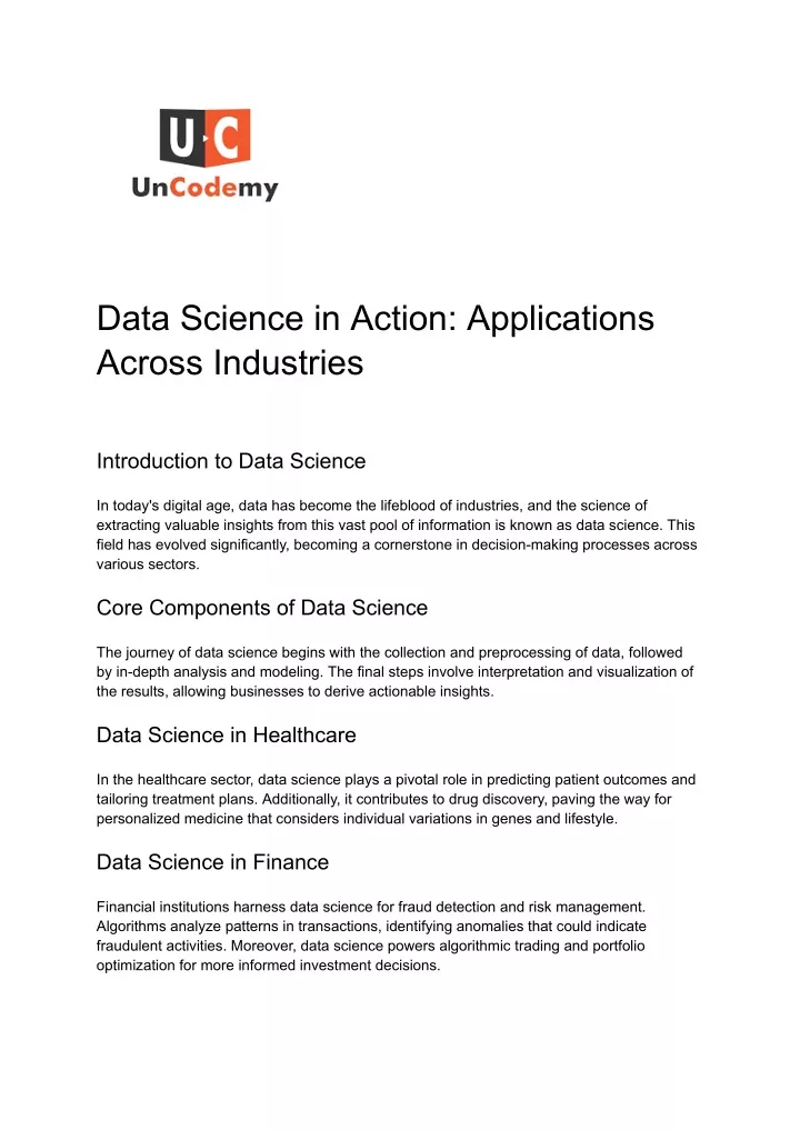 data science in action applications across