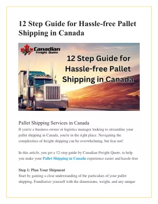12 Step Guide for Hassle-free Pallet Shipping in Canada
