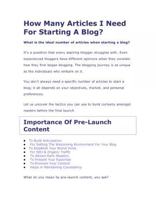 how many articles i need for starting a blog