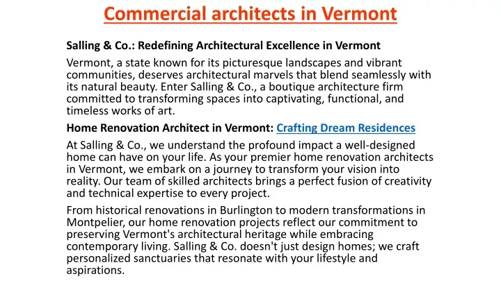 commercial architects in vermont