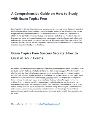 Exam Topics Free