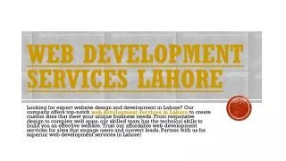 Web development services Lahore